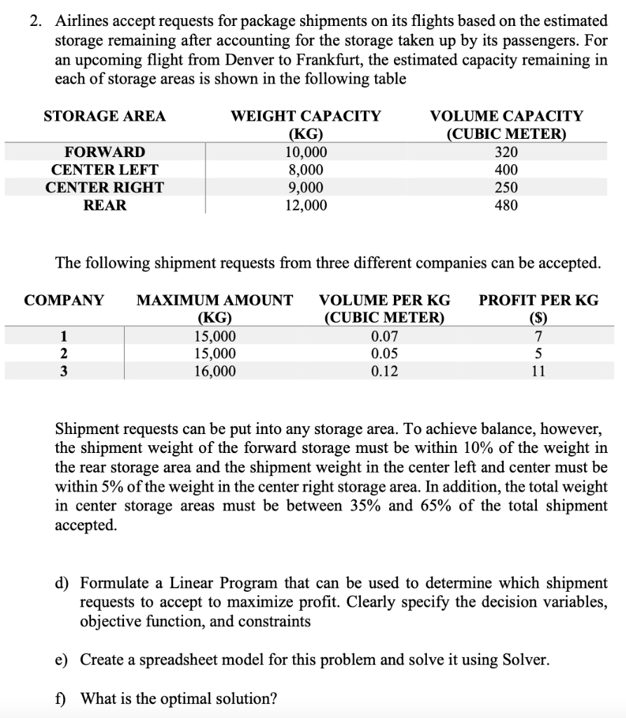 Linear programming question. Solve using solver