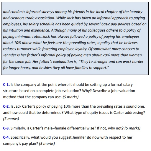 Section C: Establishing Strategic Pay Plans Case