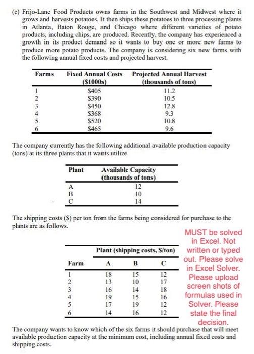 Please solve using Excel Solver and upload