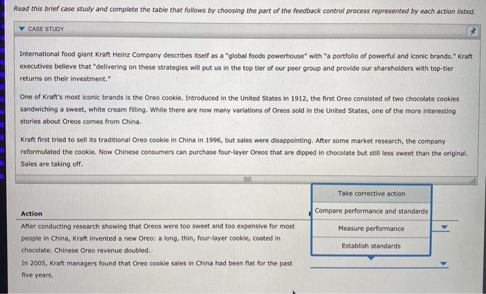 Read this brief case study and complete the table