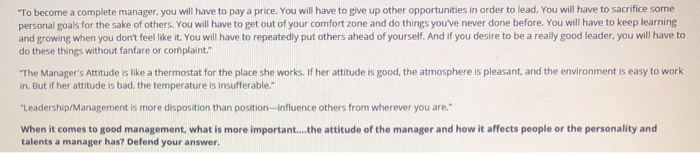 "To become a complete manager, you will have to
