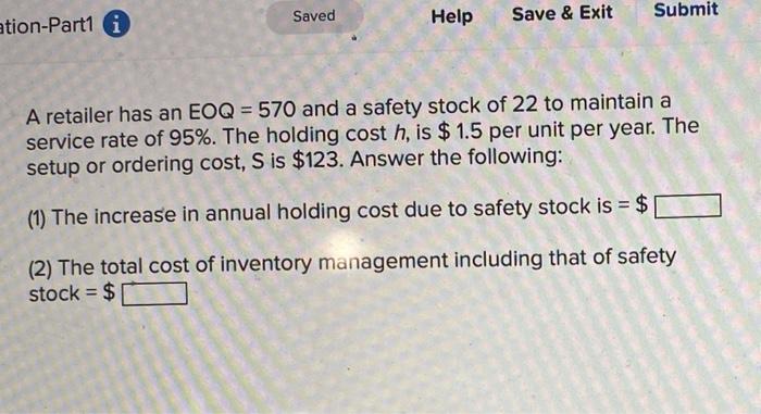 Saved Help Save & Exit Submit ation-Part1 A