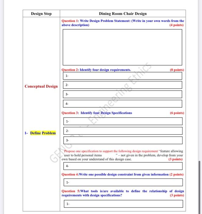 Mini Design Case - Dinning Chair Design rocess.