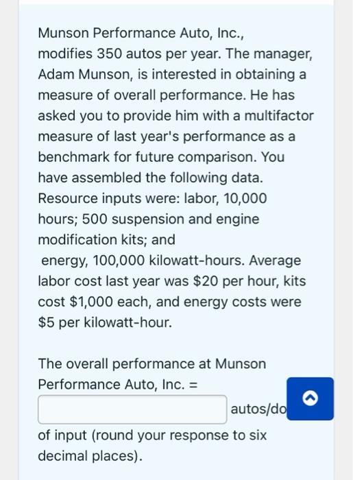 Munson Performance Auto, Inc., modifies 350 autos