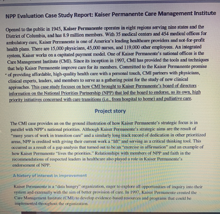 NPP Evaluation Case Study Report - Kaiser