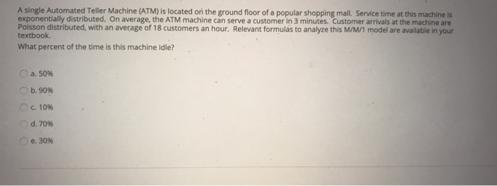 A Single Automated Teller Machine (ATM) is