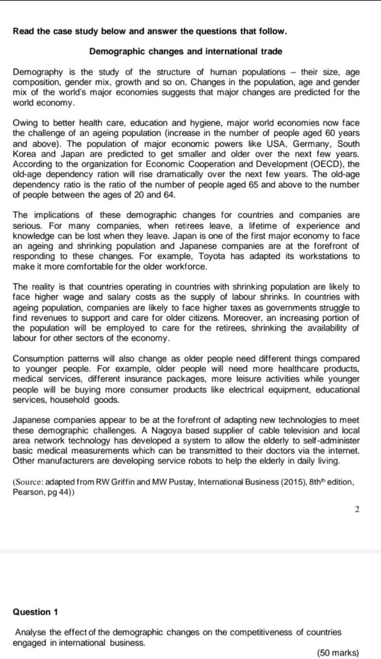 Read the case study below and answer the