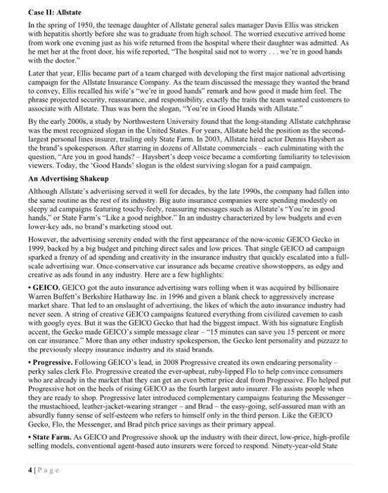 Case II: Allstate In the spring of 1950, the