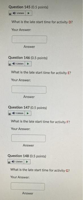 Activity Immediate Predecessor Time A B A 4 A 2 D