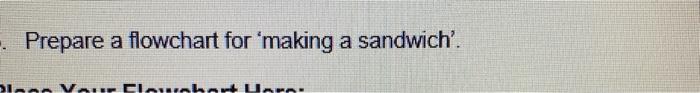 - Prepare a flowchart for 'making a sandwich'. a