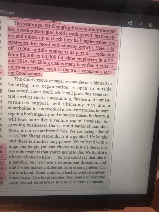 Questions Using the evidence in the Haier case