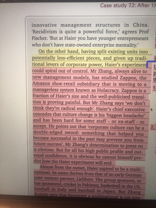 Questions Using the evidence in the Haier case
