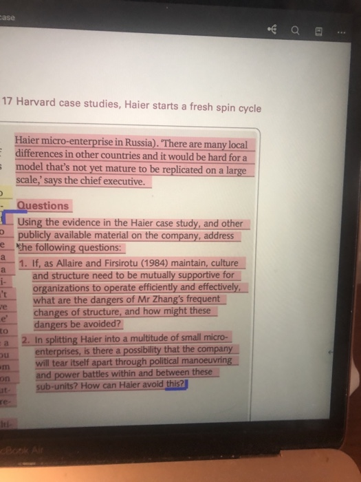 Questions Using the evidence in the Haier case