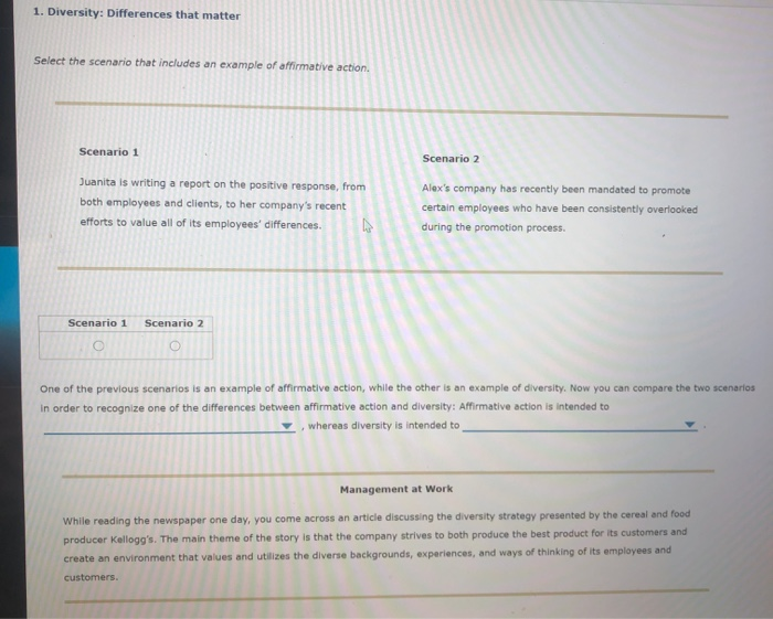 1. Diversity: Differences that matter Select the