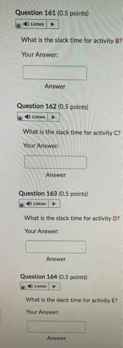 Activity Immediate Predecessor Time A B A 4 A 2 D