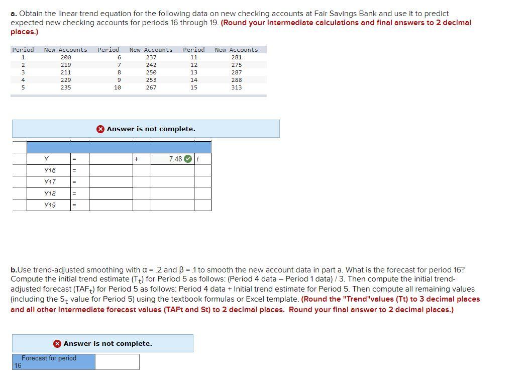 a. Obtain the linear trend equation for the