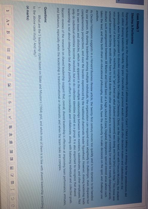 Case Study 1 Sharing Is Performing Replacing