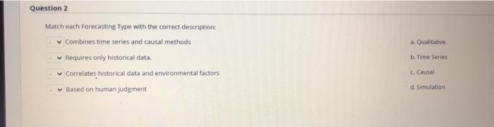 a Qualitative Question 2 Match each Forecasting