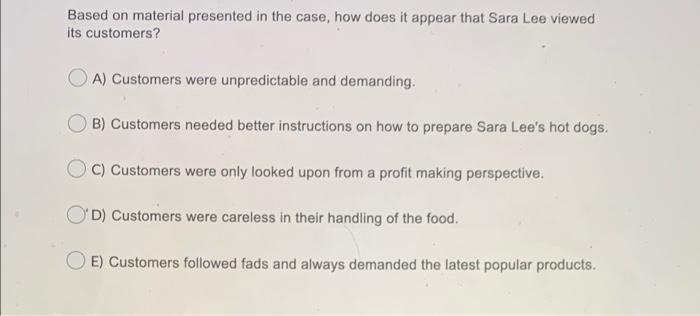 read sara lee case first and please answer both
