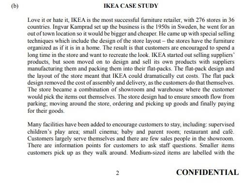 (b) IKEA CASE STUDY Love it or hate it, IKEA is