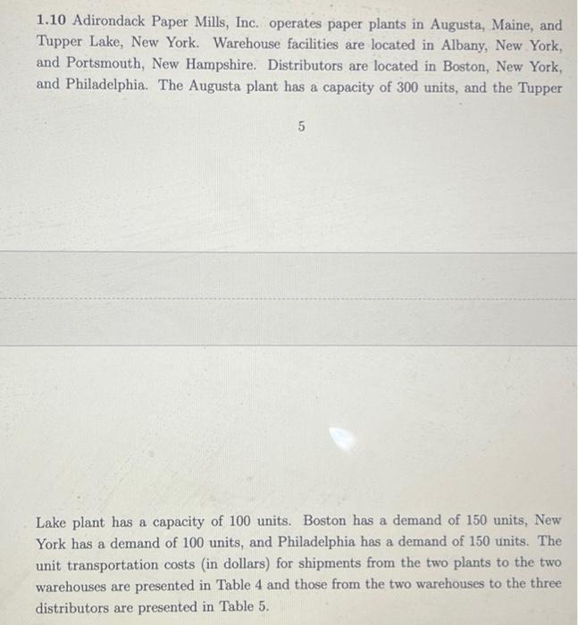 1.10 Adirondack Paper Mills, Inc. operates paper