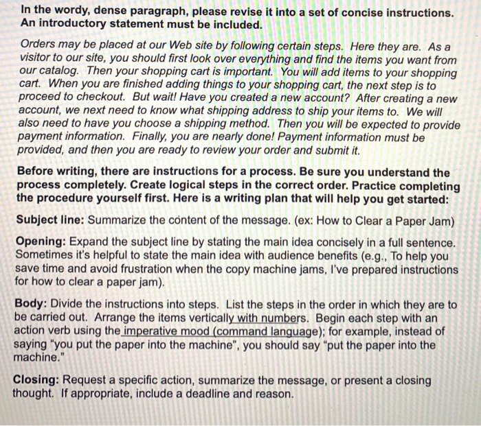 In the wordy, dense paragraph, please revise it