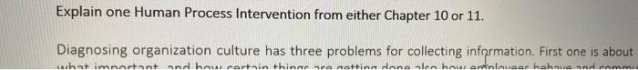 Explain one Human Process Intervention from