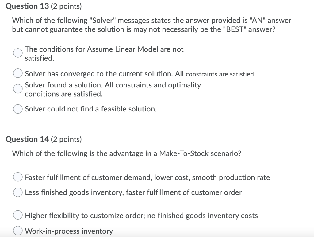 Question 13 (2 points) Which of the following