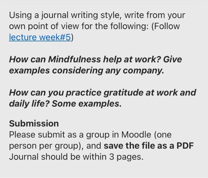 Using a journal writing style, write from your