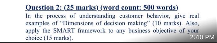 Question 2: (25 marks) (word count: 500 words) In