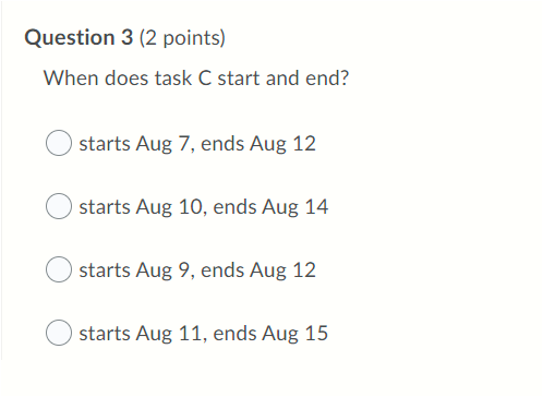 Your project starts on August 4, 2020. Using this