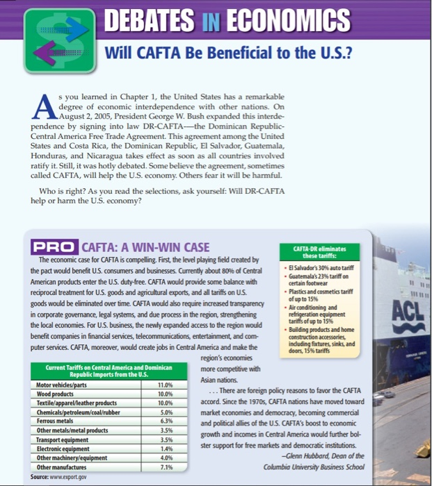Case study Chapter 16 - CAFTA What arguments does