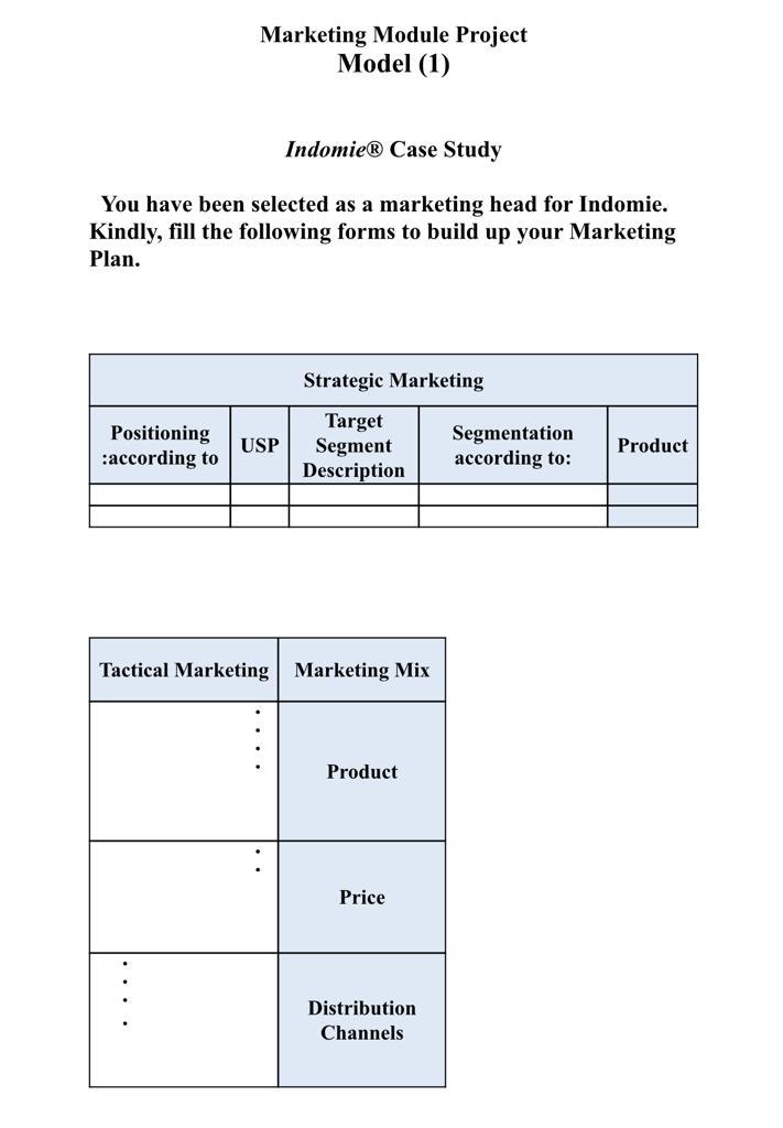 Marketing Module Project Model (1) Indomier Case