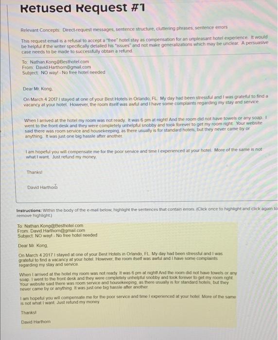 Refused Request #1 Relevant Concepts: