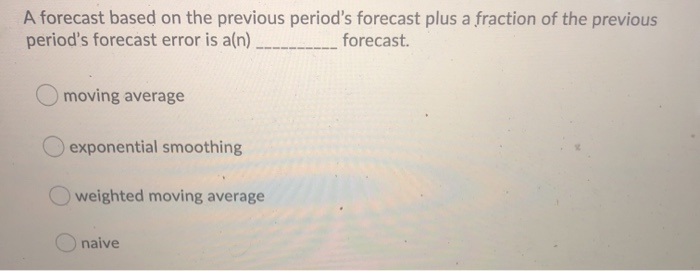A forecast based on the previous period's