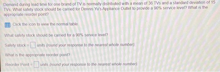 please solve completely Demand during lead time