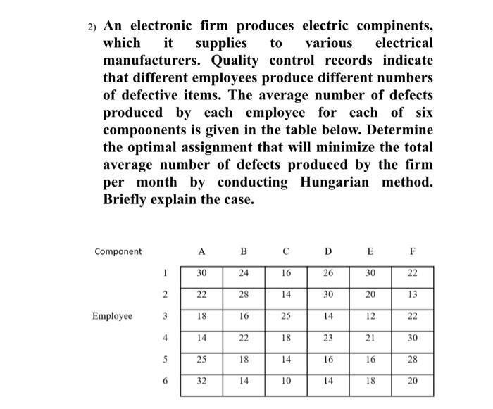 2) An electronic firm produces electric