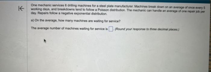 One mechanic services 6 drilling machines for a