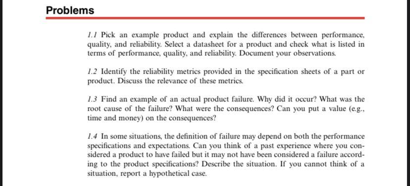 Problems 1.1 Pick an example product and explain