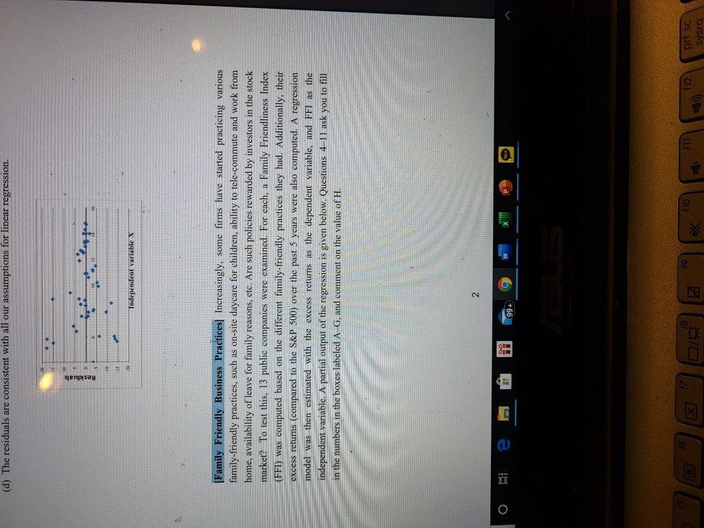 I need help:) (d) The residuals are consistent