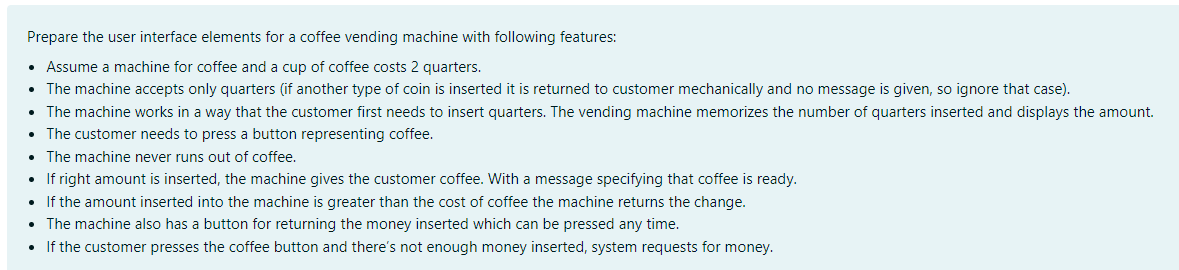 Prepare the user interface elements for a coffee