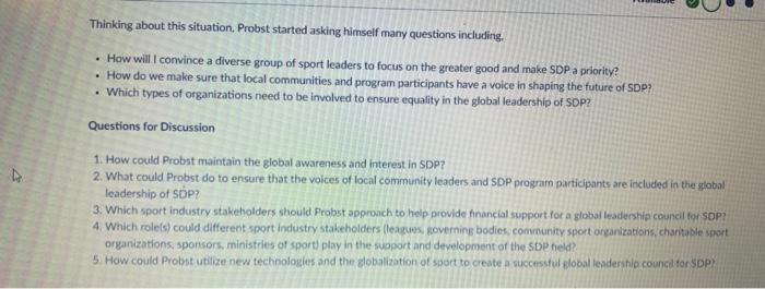 Thinking about this situation, Probst started