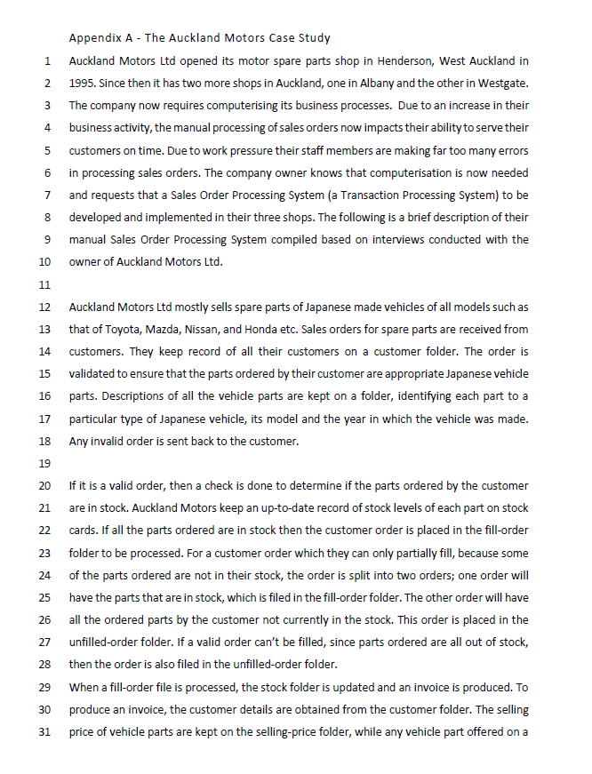 1 2 3 4 5 Appendix A - The Auckland Motors Case