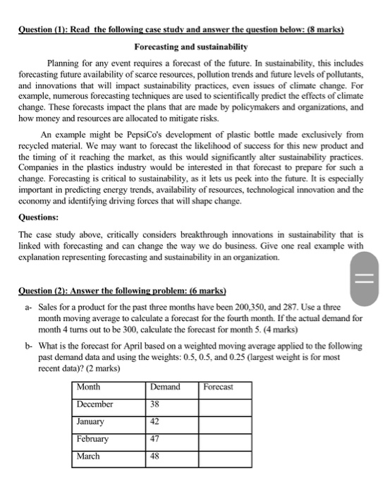 Question (1): Read the following case study and