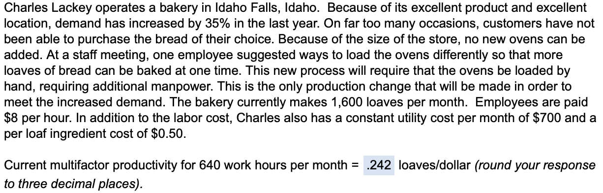 A) Current multifactor productivity for 640 work