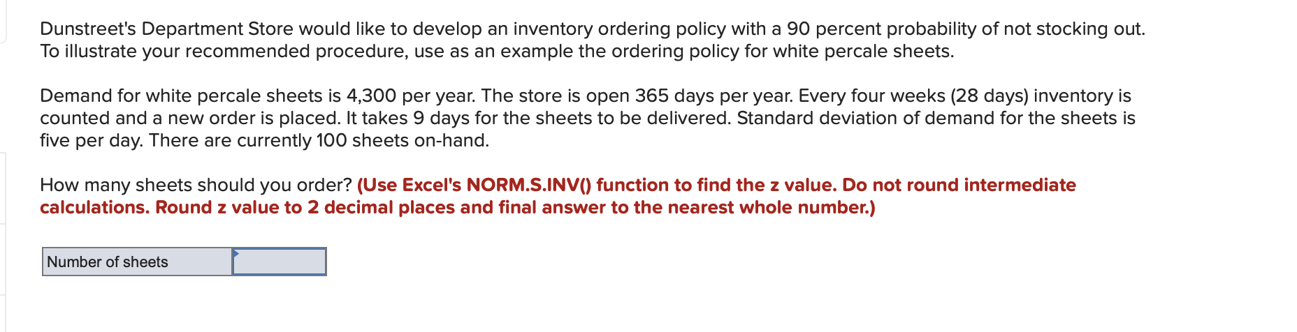 Dunstreet's Department Store would like to