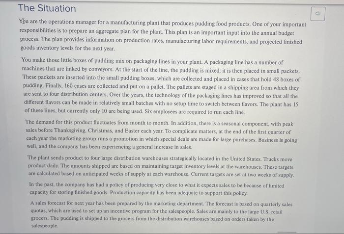 read the case, and construct aggregate plan thag