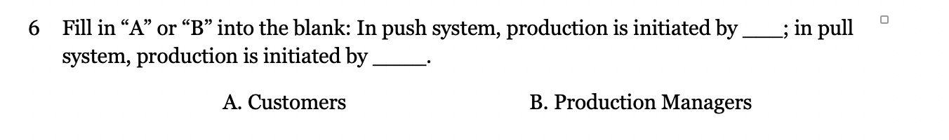 3 ; in pull 6 Fill in A or B into the blank: In