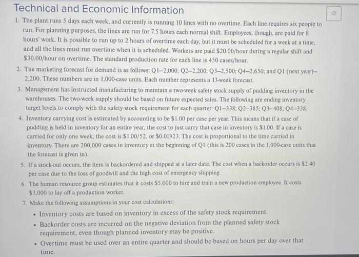 read the case, and construct aggregate plan thag