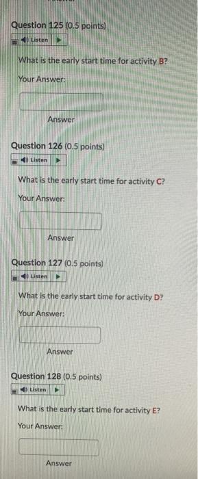 Activity Immediate Predecessor Time A B A 4 A 2 D
